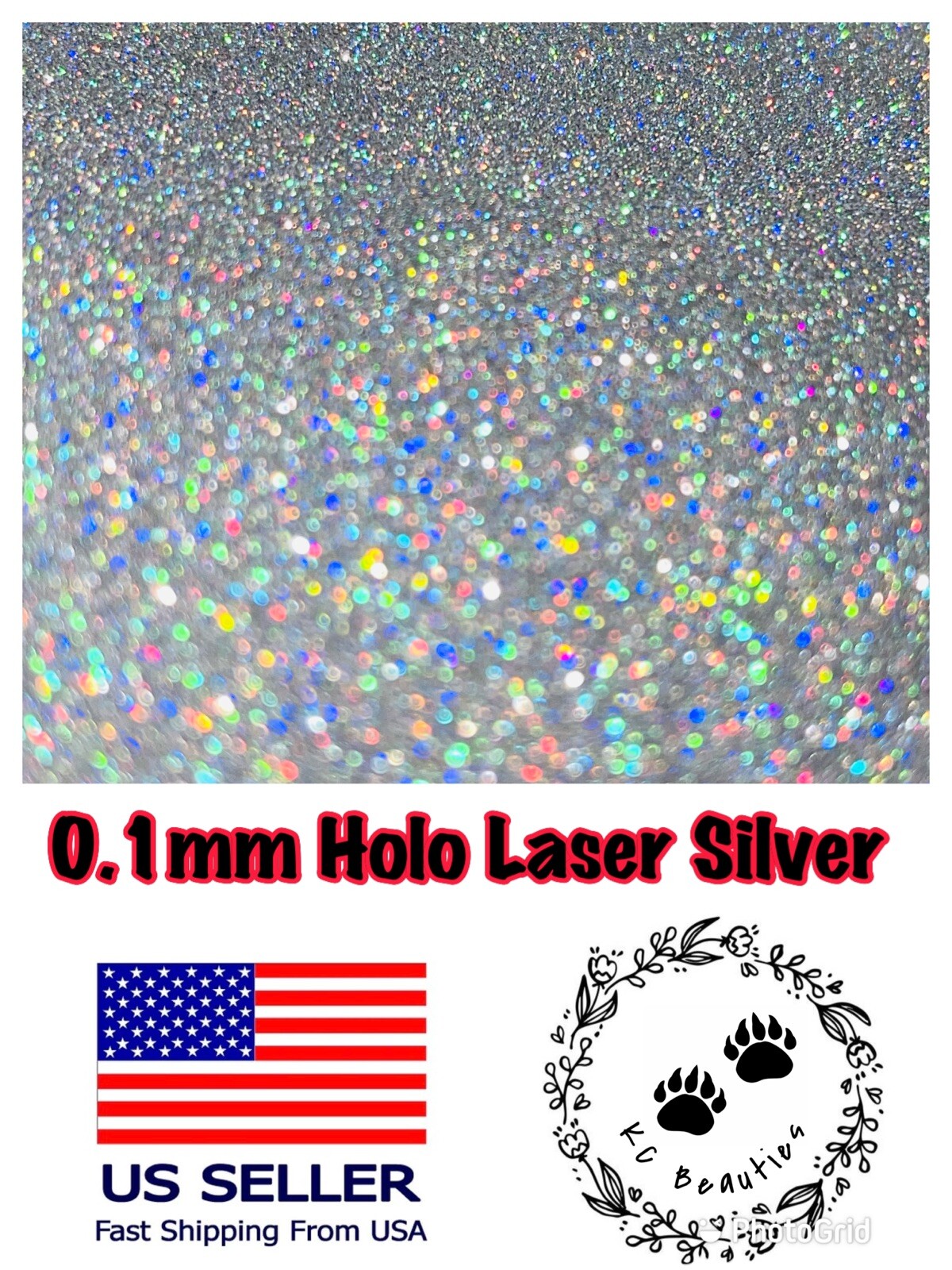 Solvent Resistant Holographic Laser Silver Epoxy Resin NailArt Tumbler 1oz 0.1mm