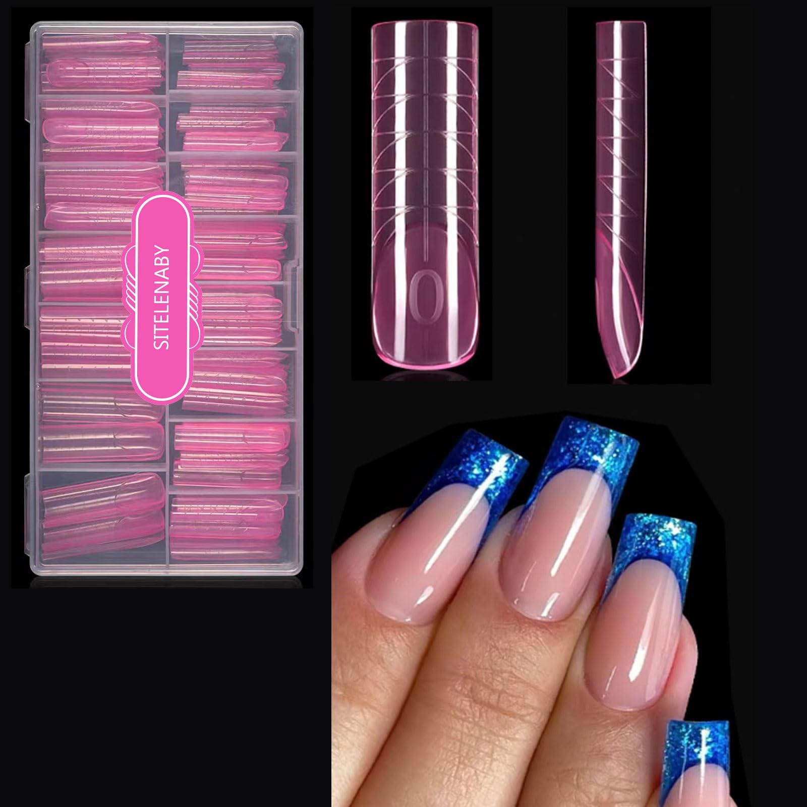 Square Nail Dual Forms for Poly Gel Builder Gel Acrylic Nail Extension,XL,XXL…