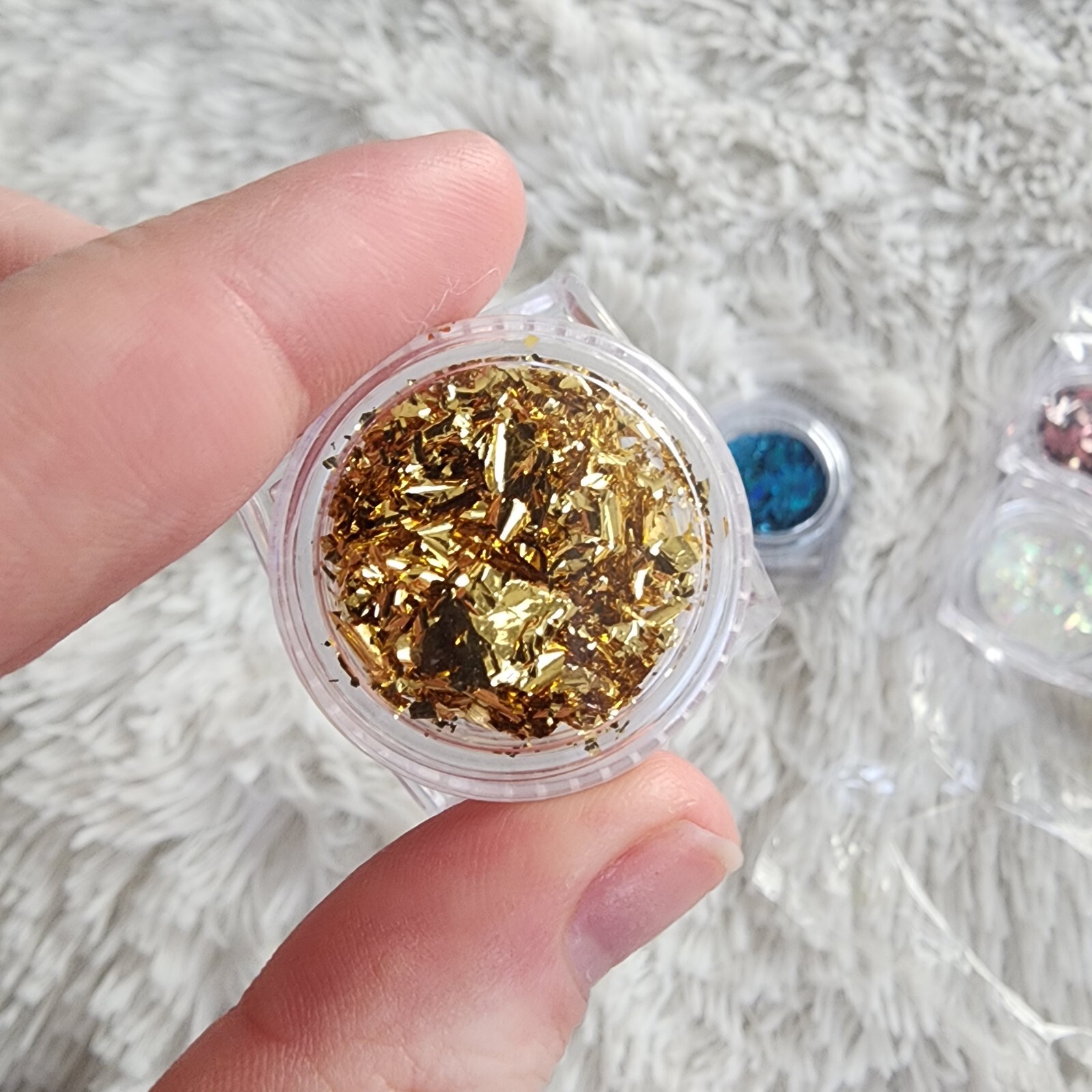 Nail glitter and stickable rhinestones butterfly glitters new and sealed