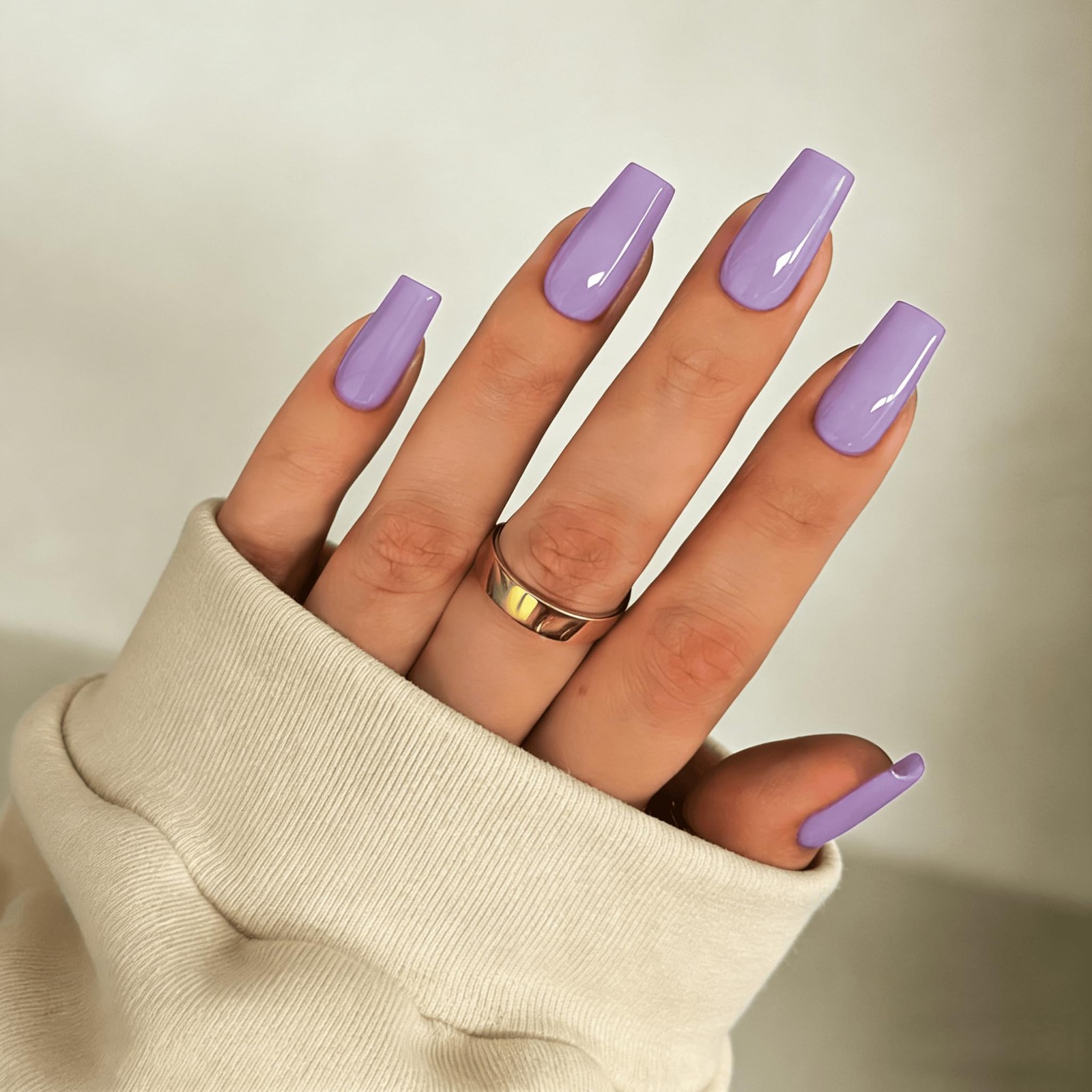 SXVME Press On Nails Long Square – Lilac 0.04 Fl Oz (Pack of 24), lilac