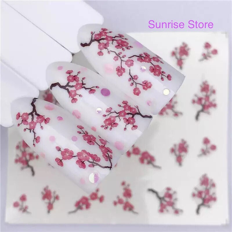 Nail Art Water Transfer Stickers Cherry Blossom Small Flower Decals Manicure