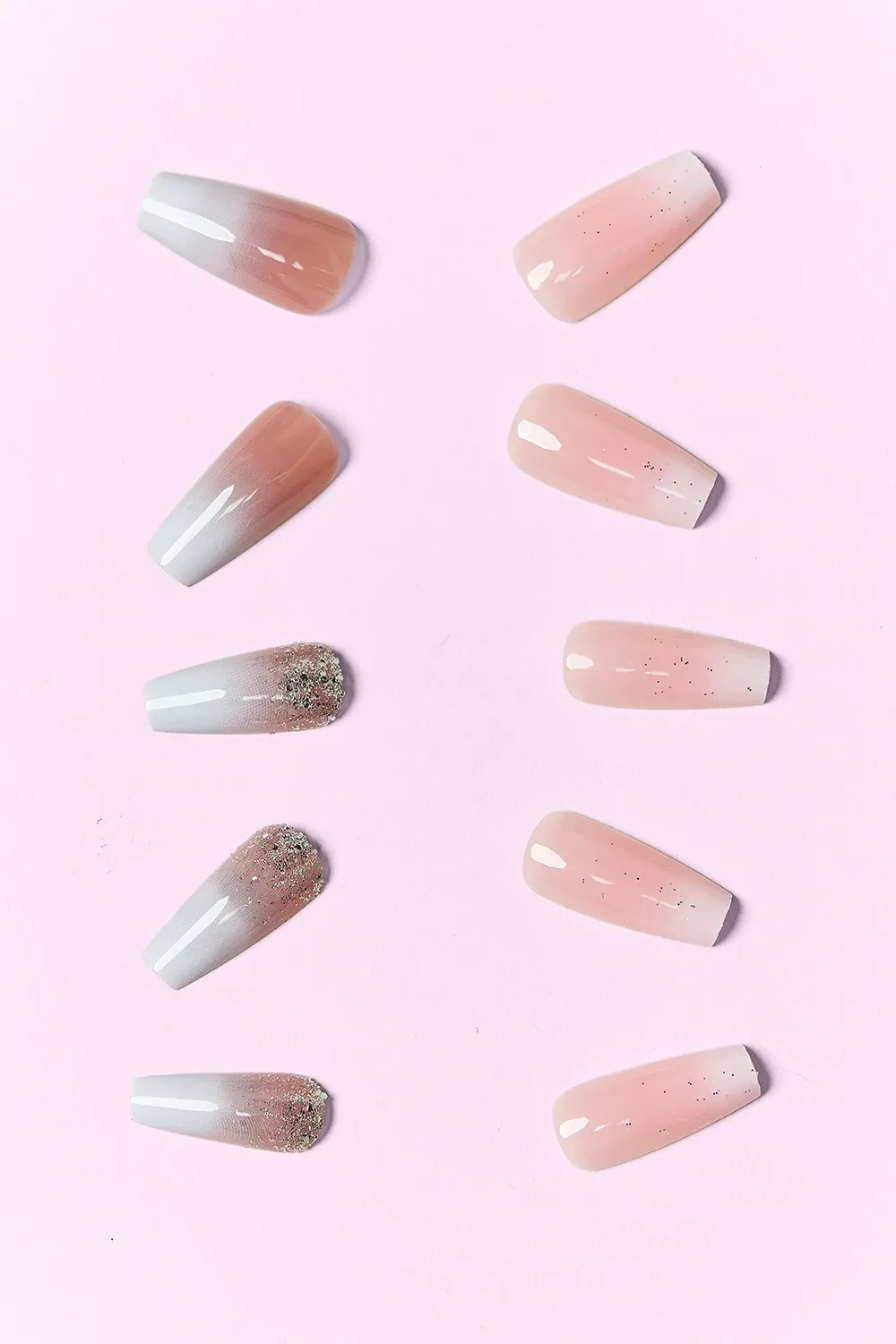 48pc Press On Nails Fake Nails Glue-On Salon Set 2 Designs Coffin/Almond