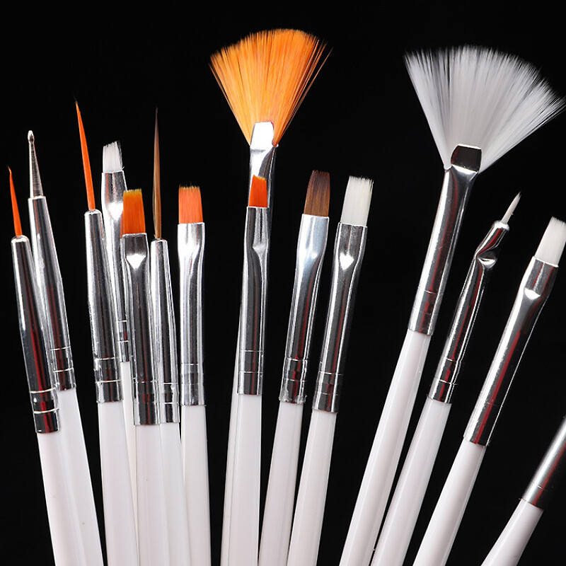 12Pcs Acrylic Nail Art Pen Tips UV Builder Gel Painting Brush Manicure Set Fast