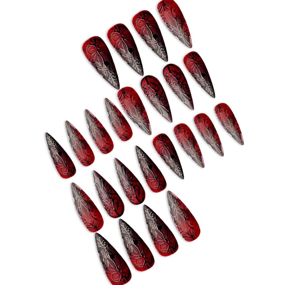 Halloween Goth Press on Nails Medium Stiletto Medium, style 12