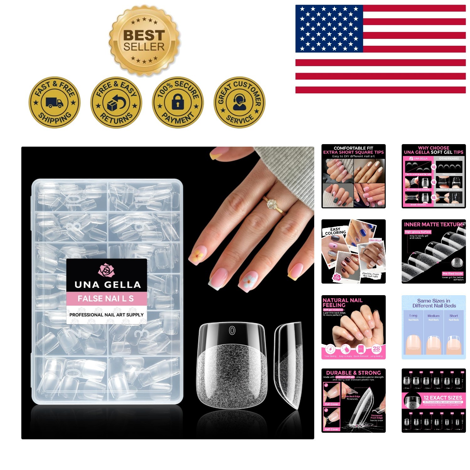 216pcs Extra Short Square Nail Tips – Pre-shaped & Long-Lasting for DIY Elegance