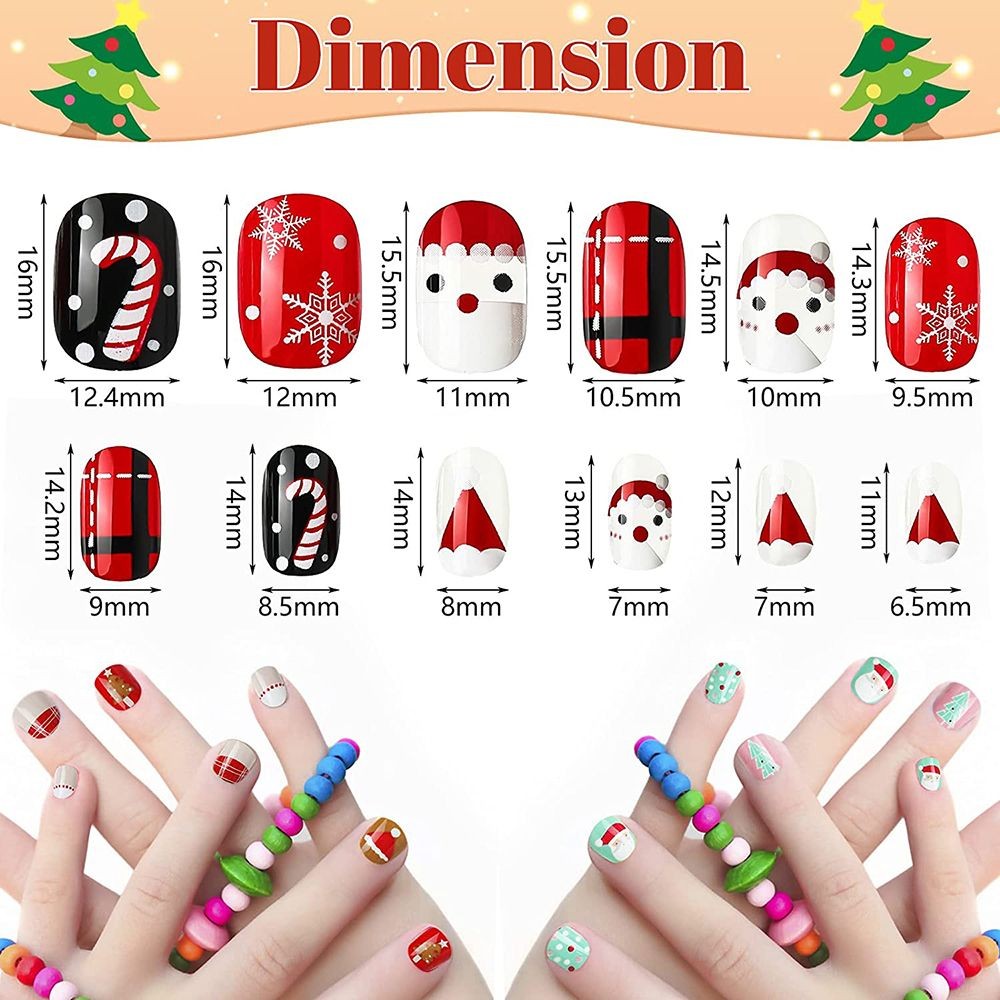 Kids Fake Nails Christmas Gifts DIY Nail Art Decoration Christmas False Nails