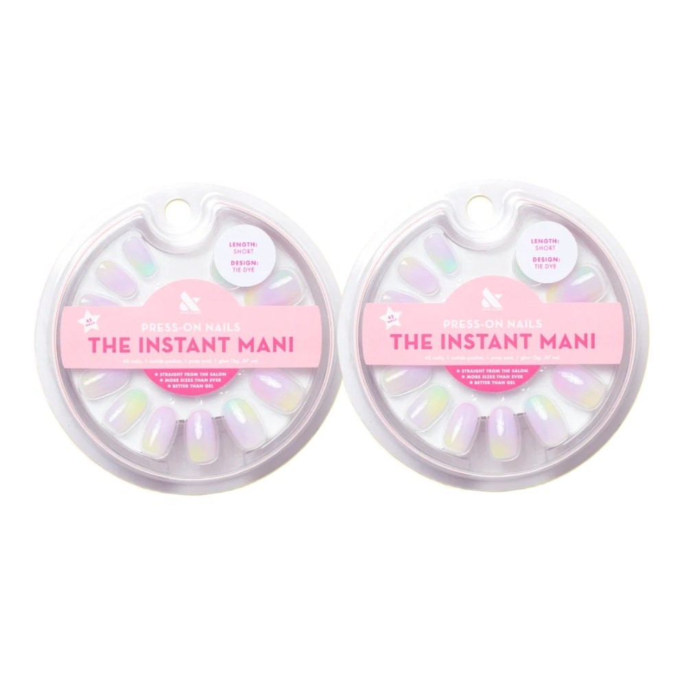 2 Pack Olive & June Instant Mani Press-On Fake Nails Tie Dye SHORT