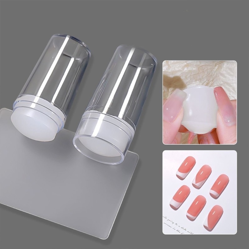 Easy to Clean Silicone Stamps with Scraper for French Nail Fashion Nail Designs