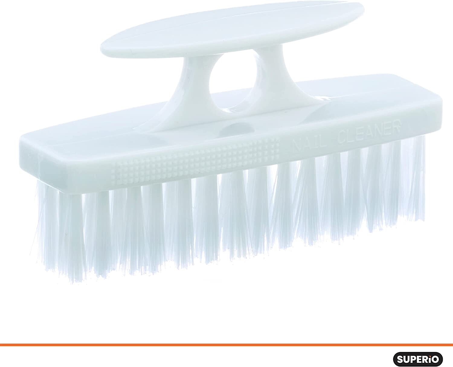 Superio Heavy Duty Durable White Nail Brush Cleaner with Handle Stiff Bristles