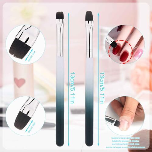 2pcs Nail Clean up Brushes, French Tip Detail Remover Manicure Brush style 7
