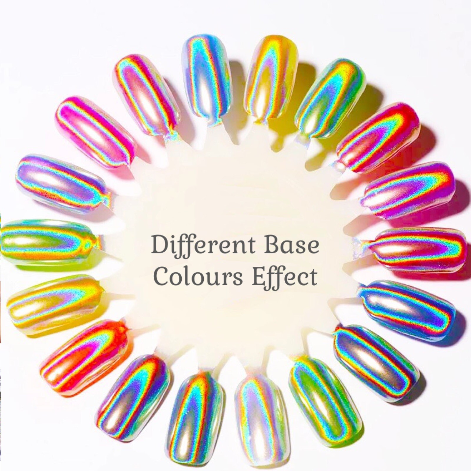 Unicorn Holographic Nail Powder Ultra Fine Chrome Rainbow Effect Pigment 15um UK