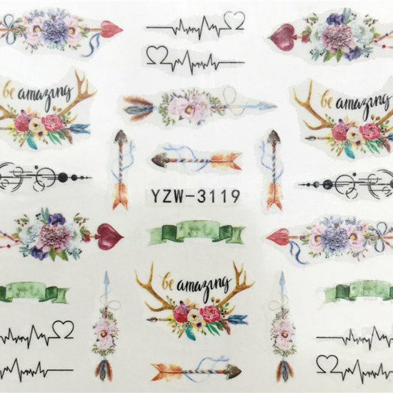 Multicolor Heartbeat/ Electrocardiogram PVC Nail Art Sticker #852-3119