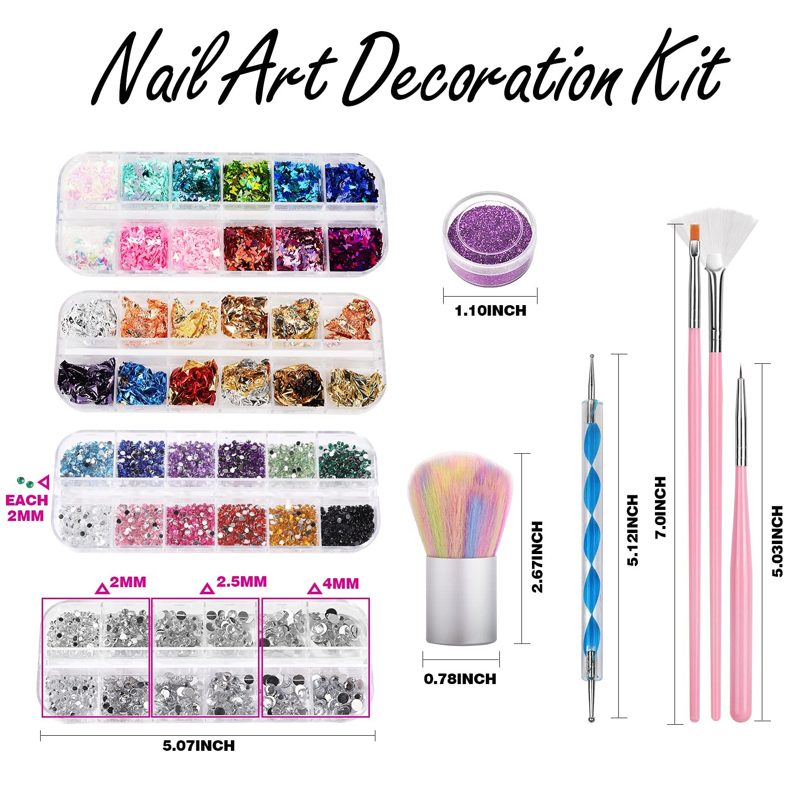 Nail Art Kit, Nail Art Brushes Set, Nail Design Kit Dotting Tools, F…
