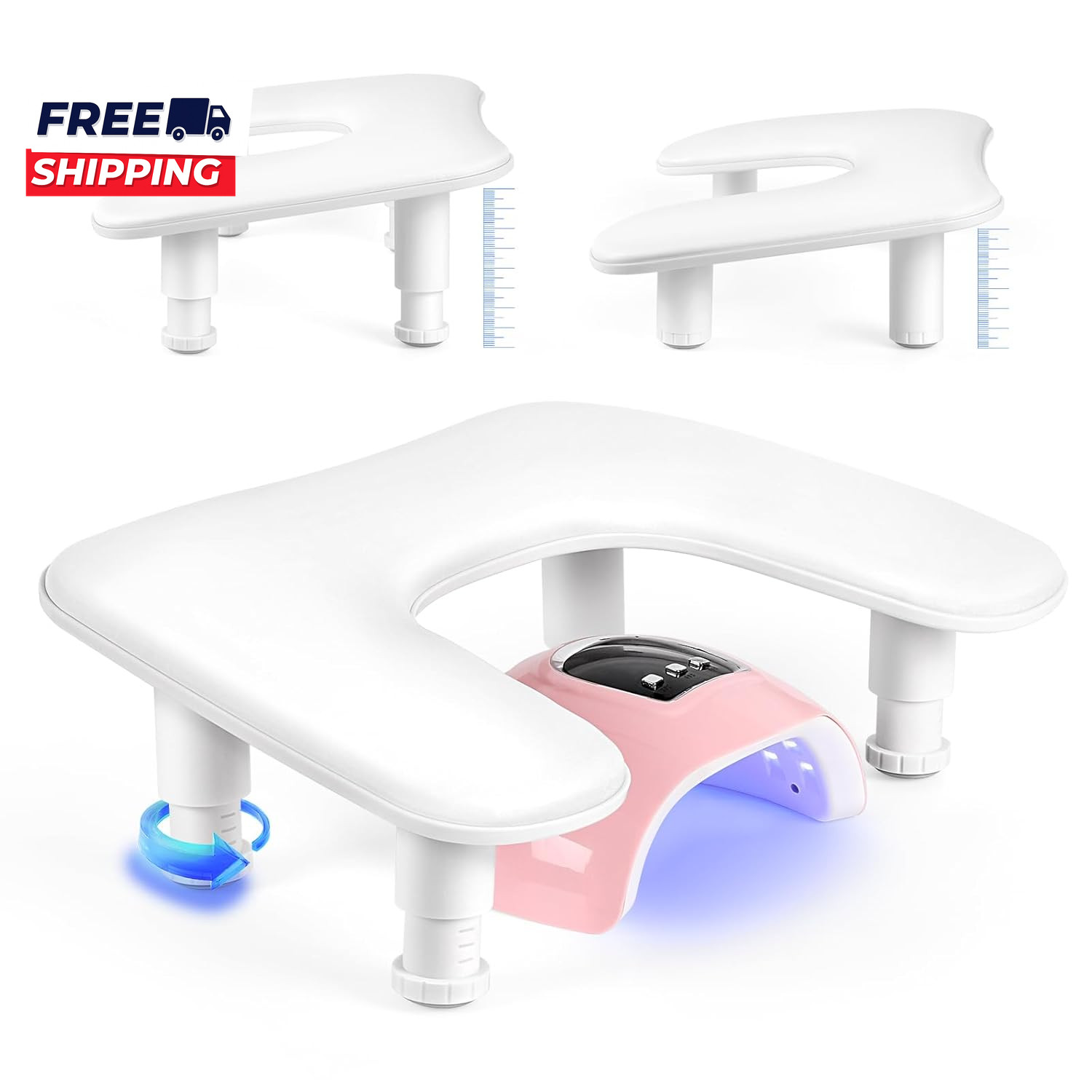 Manicure Arm Rest for Nails Tech: U Shaped Adjustable Nail Armrest White PU