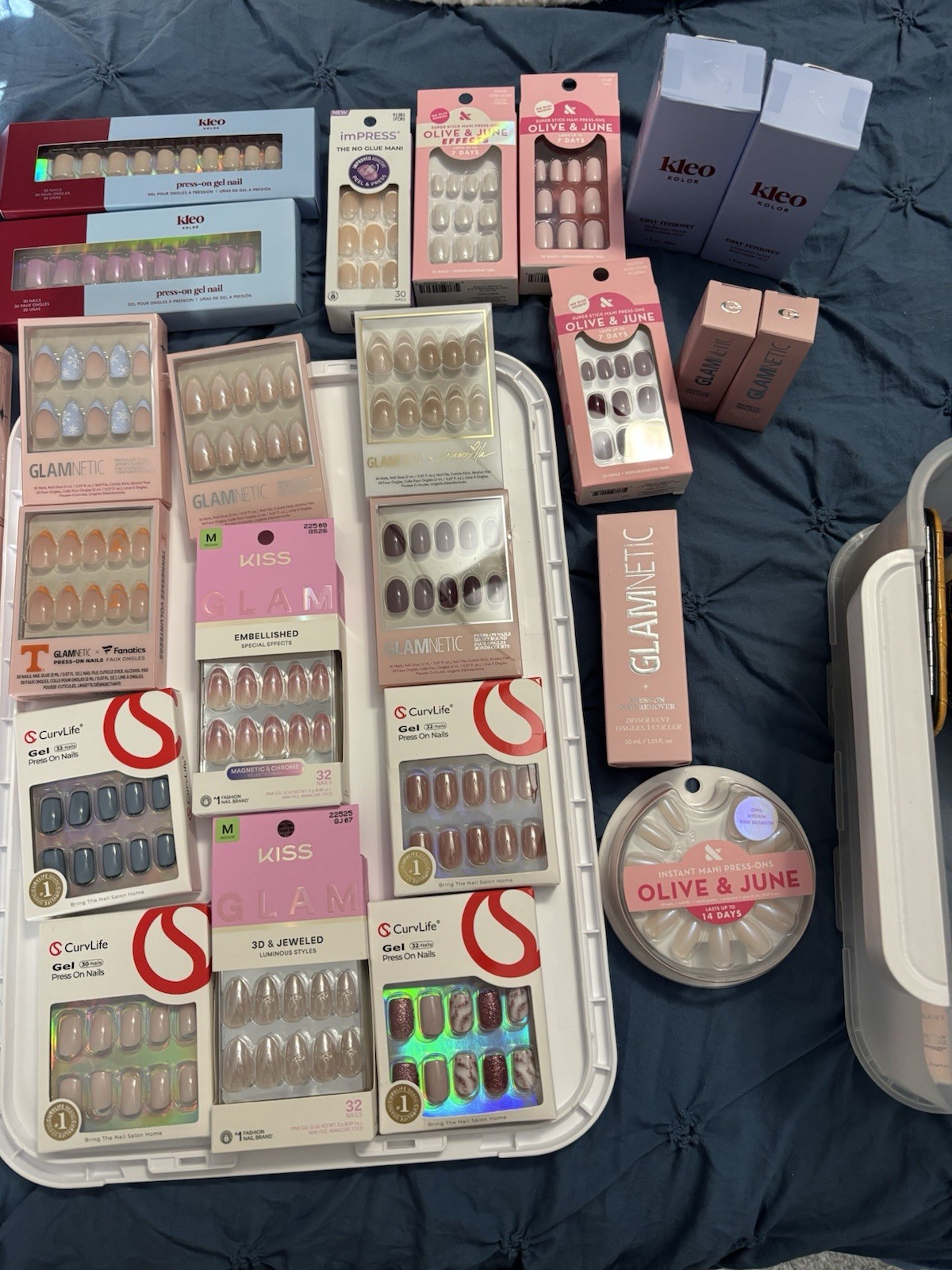 Mixed Brands Press-On Nails Lot, Glue & Remover Included, 30 Sets