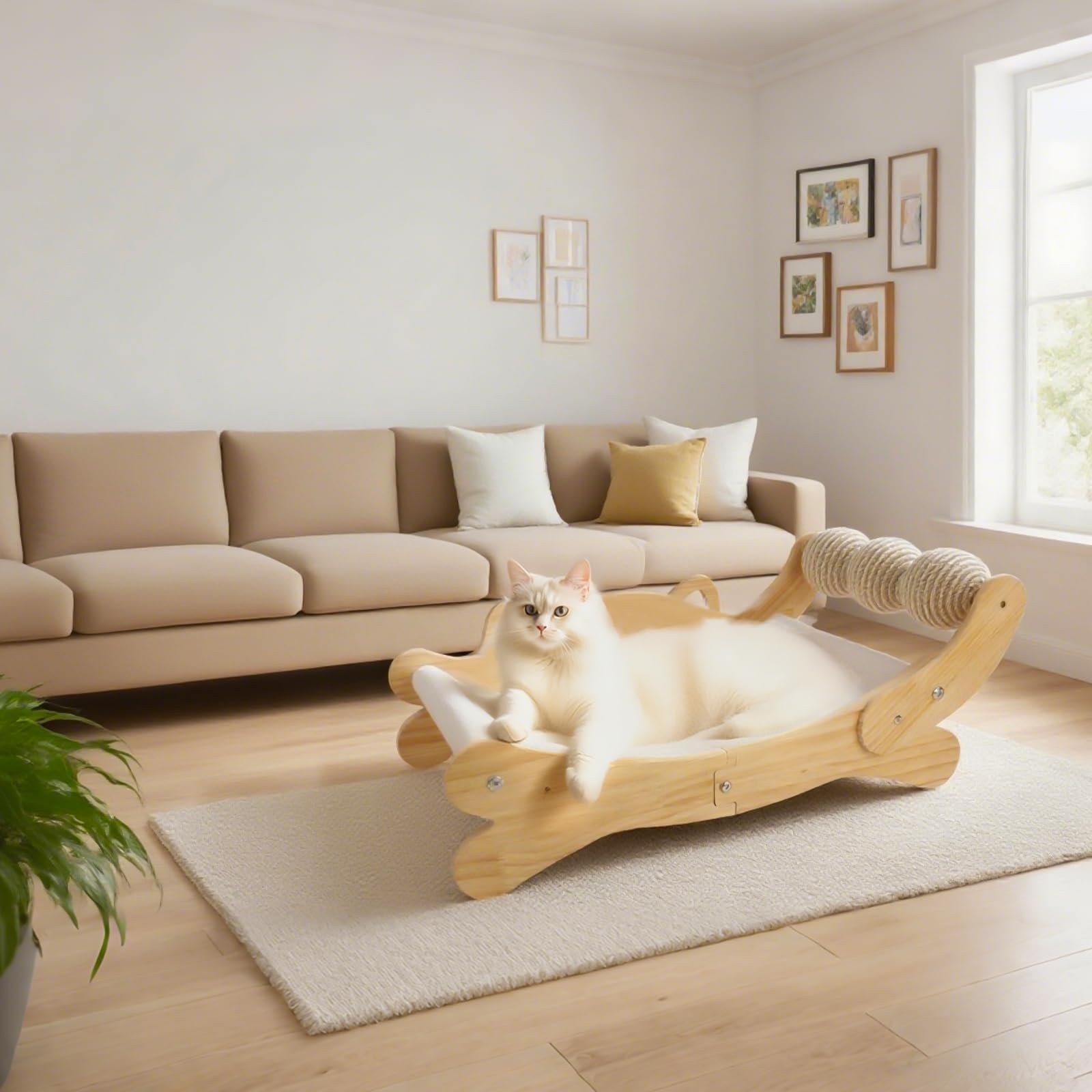 3-in-1 Cat Scratcher Bed for Indoor Cats Sisal Scratcher & Hammock Lounge wit…