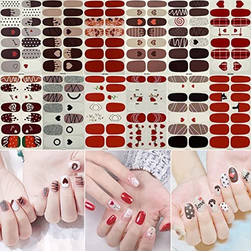 336 Pieces 24 Sheets Valentine’s Day Nail Wraps Self-Adhesive Nail Polish
