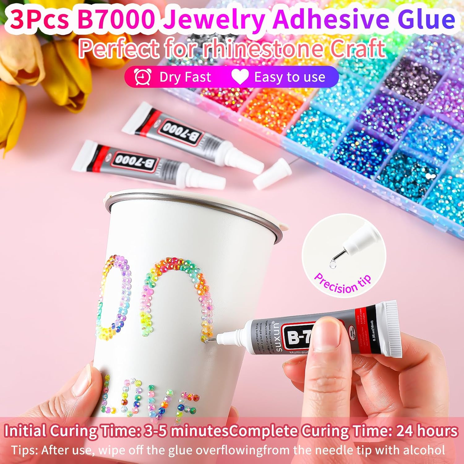 41000Pcs Bedazzler Kit with Rhinestones and Tools 40 Colors 3mm Resin Flat Back