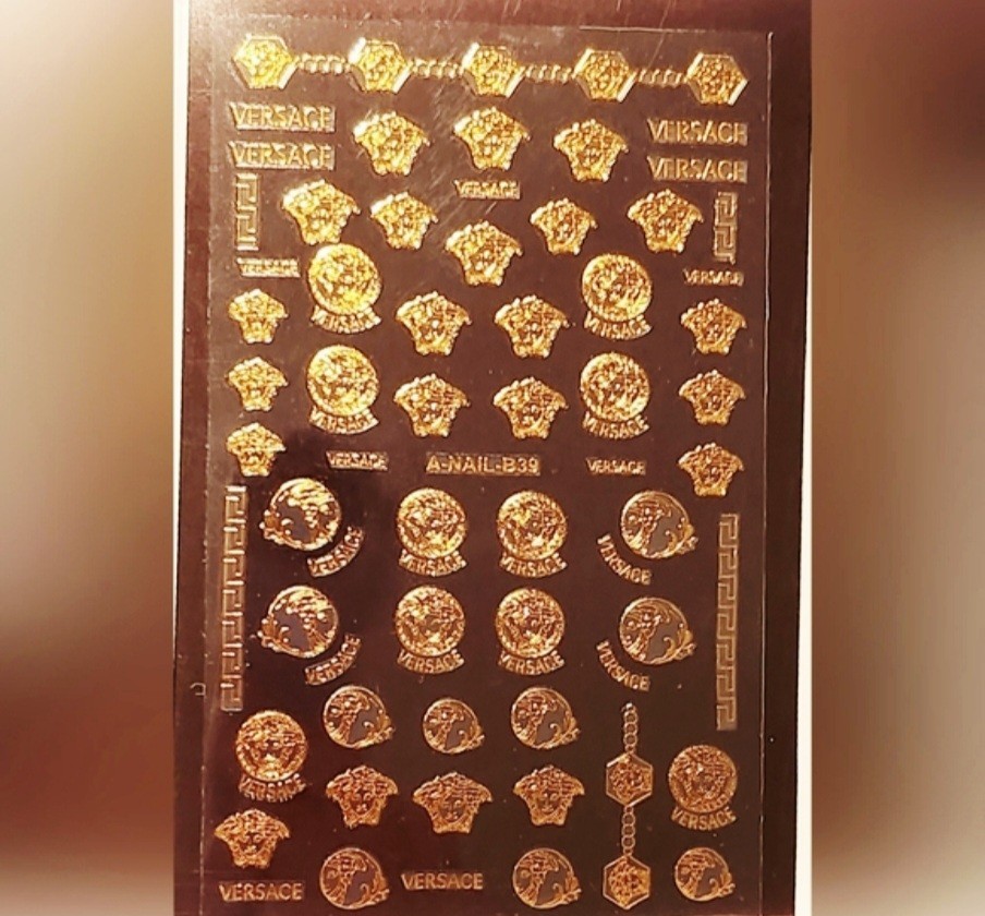 NWT NAIL ART DESIGN SELF-SEAL STICKERS SOLID METALLIC GOLD N°129!