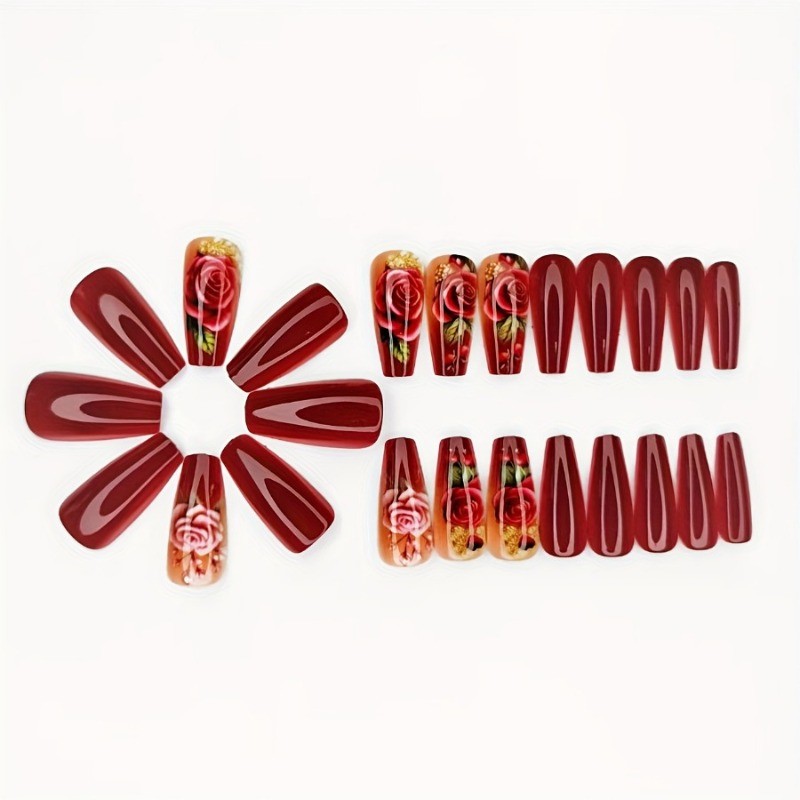 48 Pieces of Long Detachable and Reusable Smooth Ballet Style Fake Nail Art