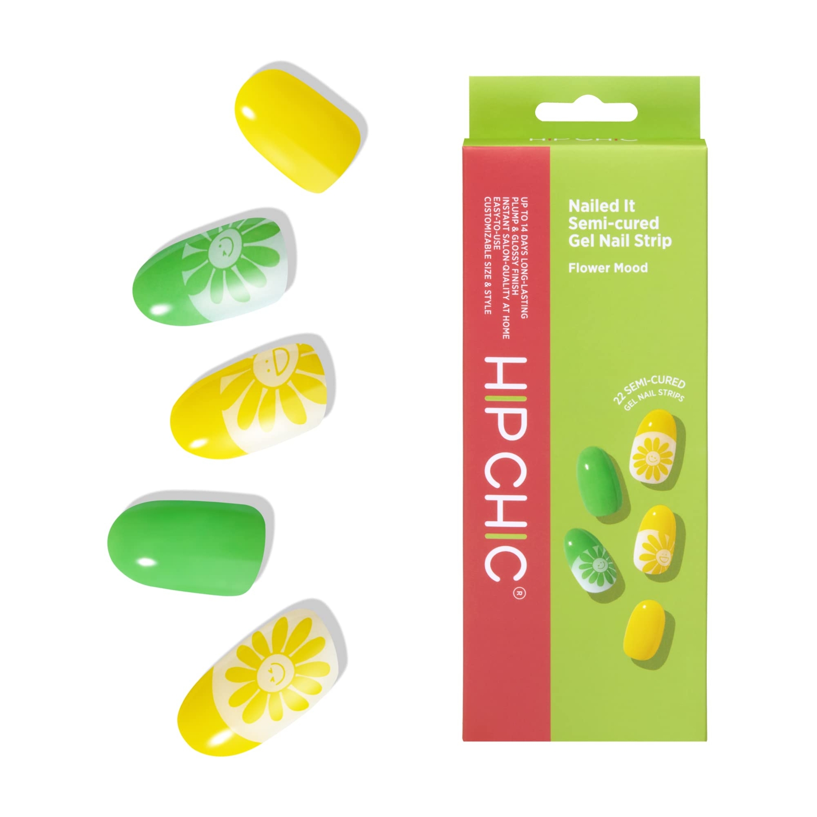 Hip Chic Nailed It Semi-cured Gel Nail Strip, Flower Mood, 22 Strips