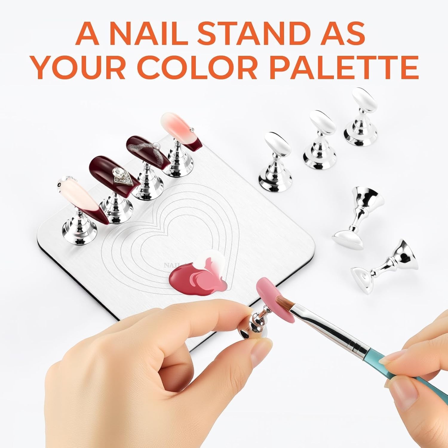 Press-On Nail Stand with 10 Holders – Magnetic Base for Stable Painting & Curing