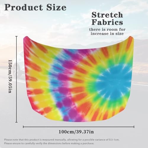 Car Hood Covers for Automobiles, Rainbow Gradient Tie-Dye 3X5FT Tie Dye Spiral
