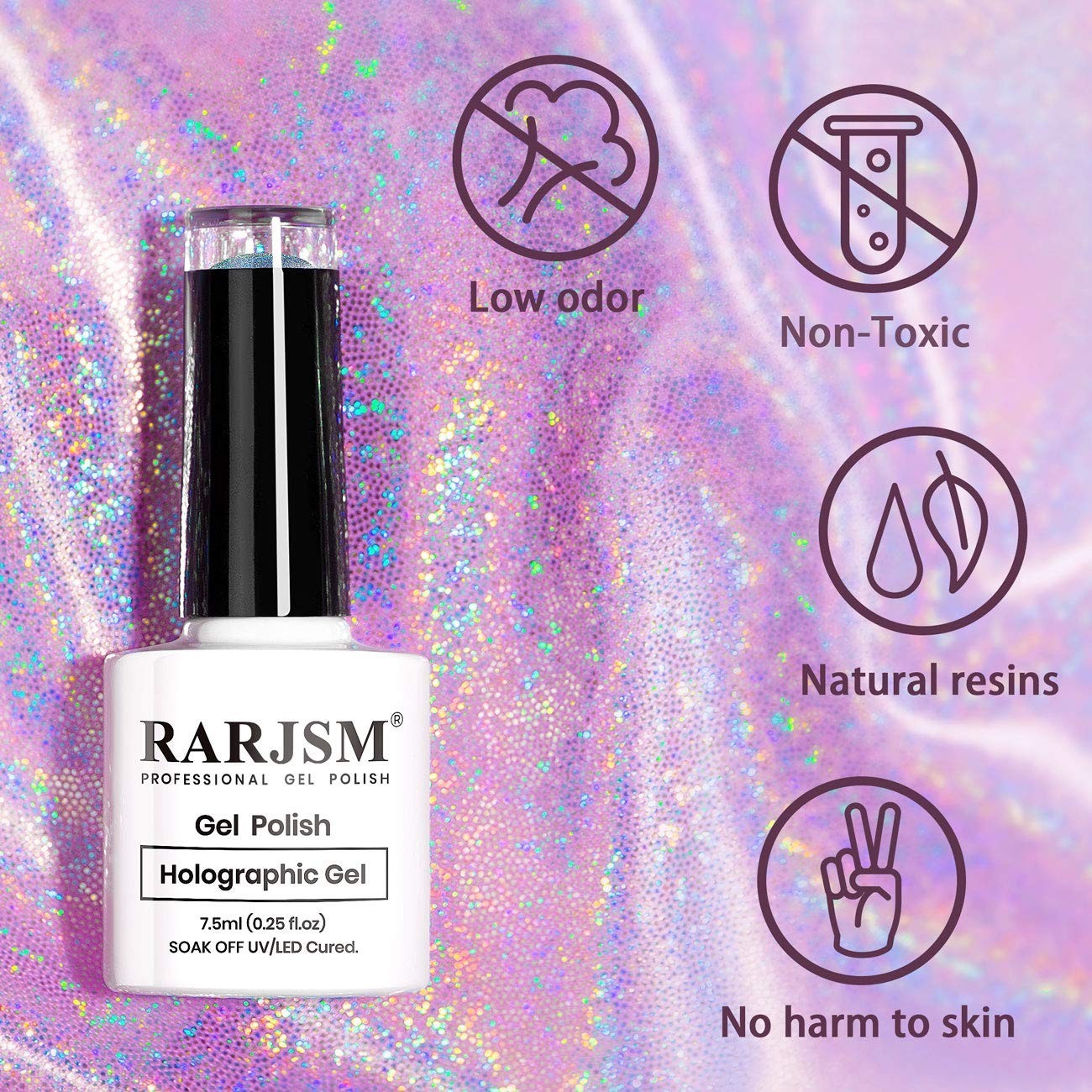 Holographic Nail Polish Gorgeous Glossy Holographic Soak off 1PCS 7.5ML Light…