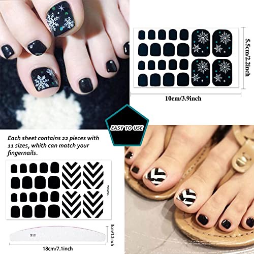 440 Pieces 20 Sheets Black Color Toe Nail Polish Black Toe Nail Polish Strips