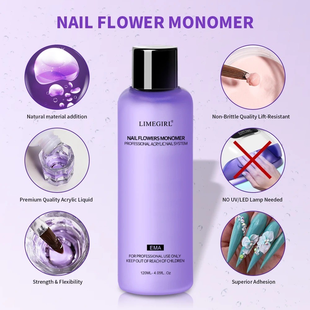 Limegirl Acrylic Liquid Monomer 40/70/120/240ml Nail Art Powder System DIY