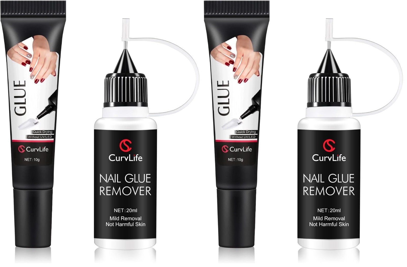 10g Semi-Solid Nail Glue & 20ml Non-Acetone Remover Kit – Quick Dry, No UV Neede