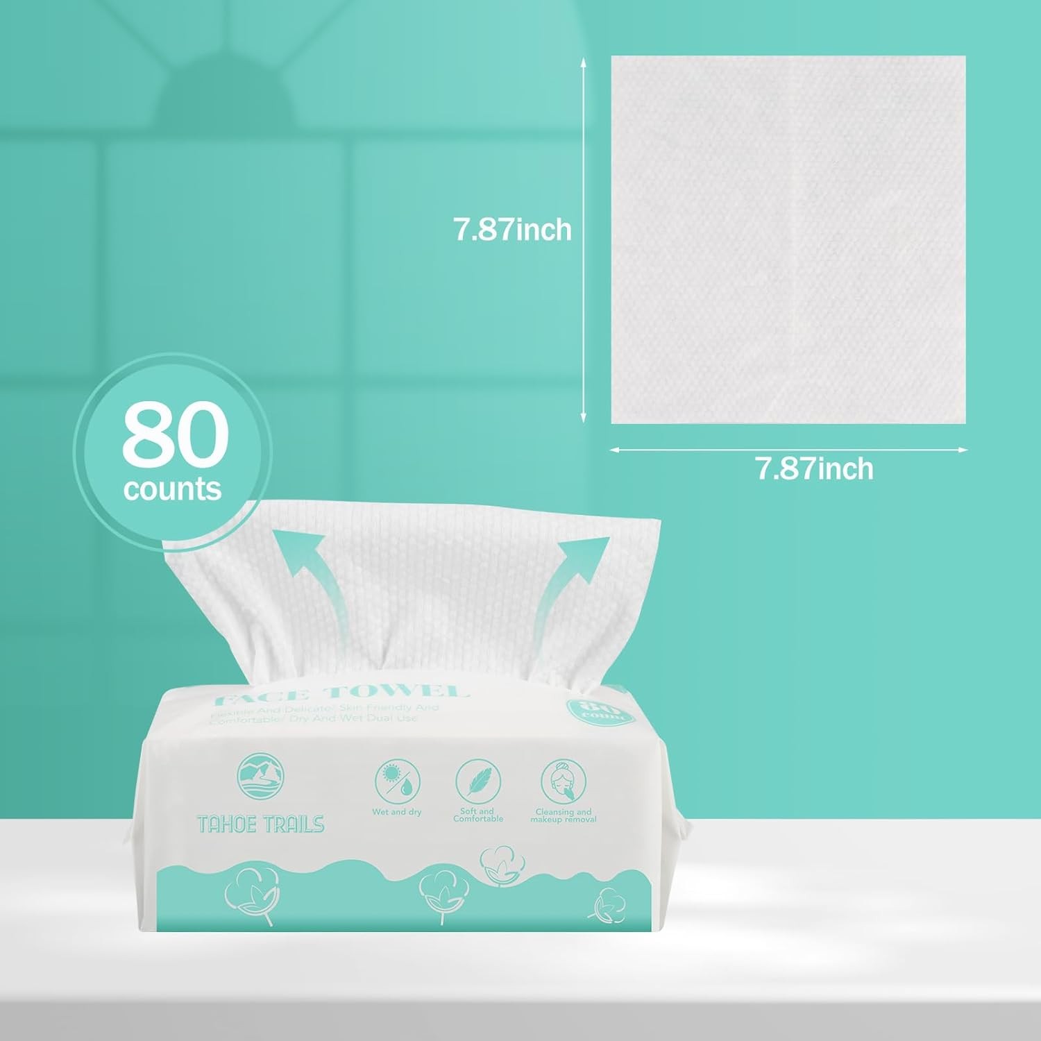 Tahoe Trails Disposable Face Towel, Soft Dry Wipe, Lint Free, Dry Wet Use
