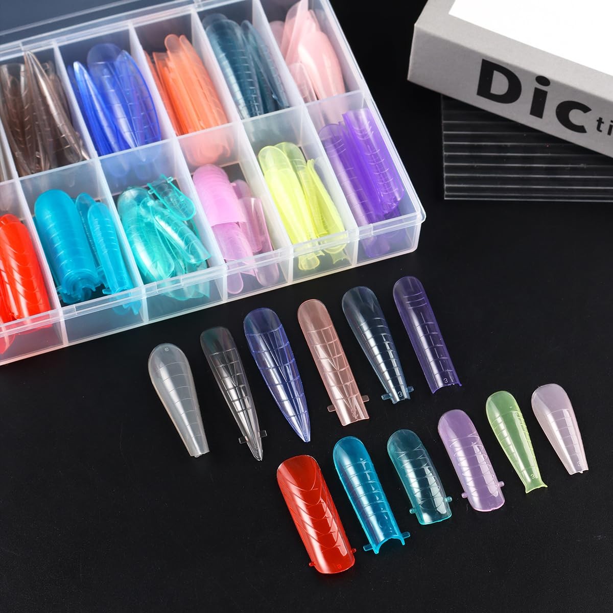 12 Grids Dual Forms Nail Extension Mold, Colorful Quick Building