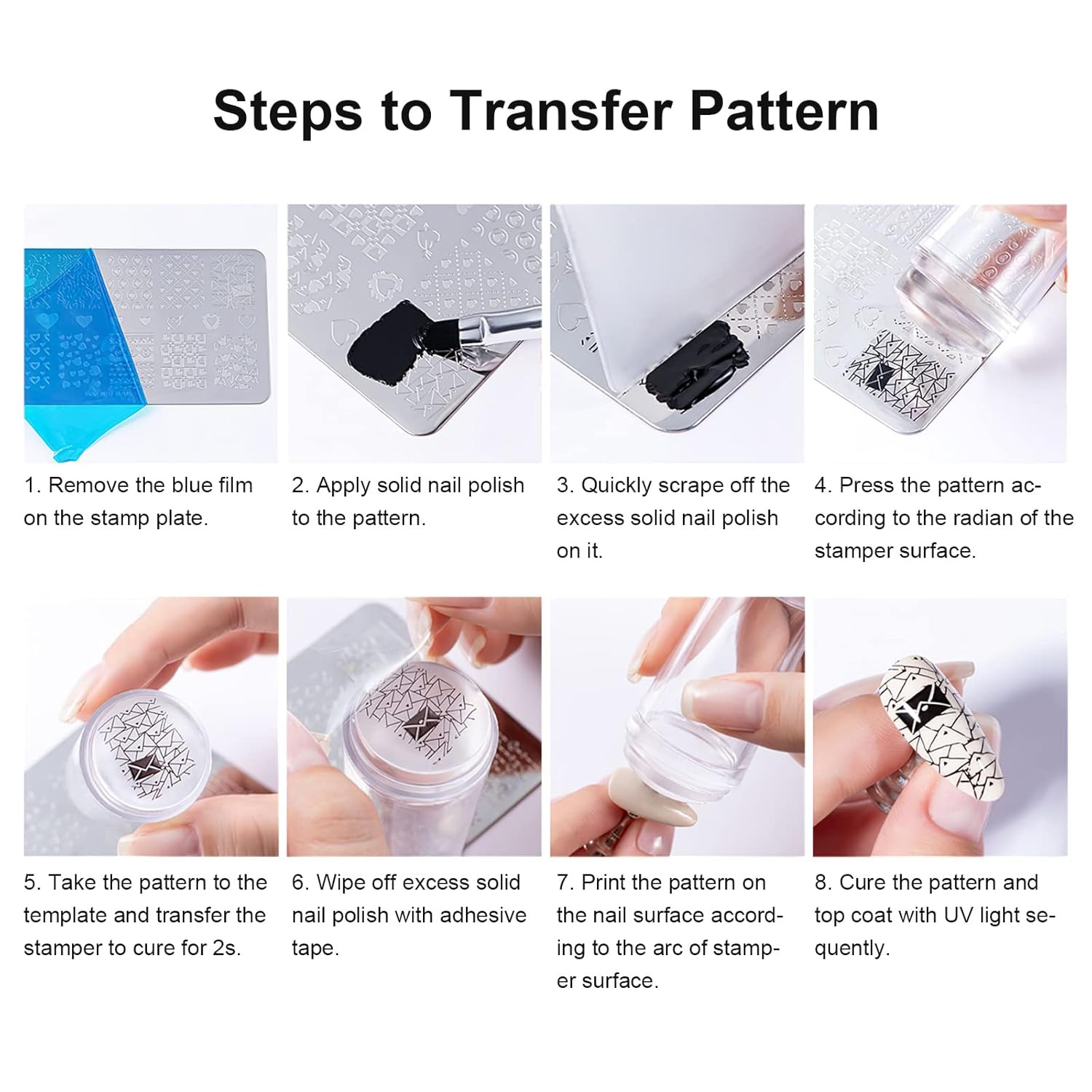 Estampador de unas silicona transparente con raspador Manicura corporal visible