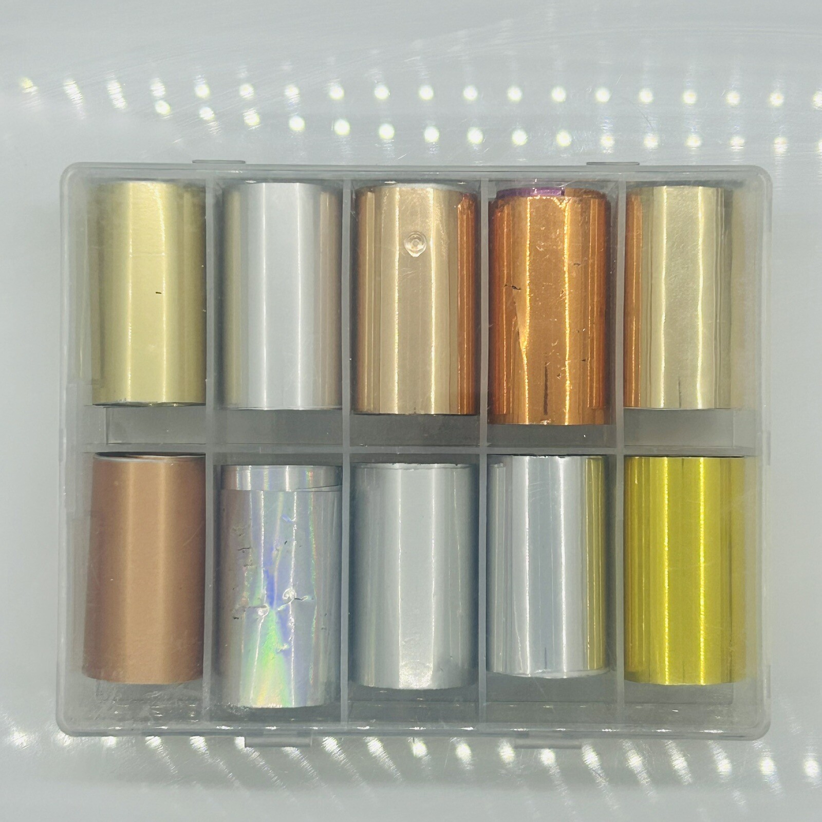 Nail Foil Stickers 10 Rolls Holographic & Plain Shiny Nail Transfer Foil Sticker