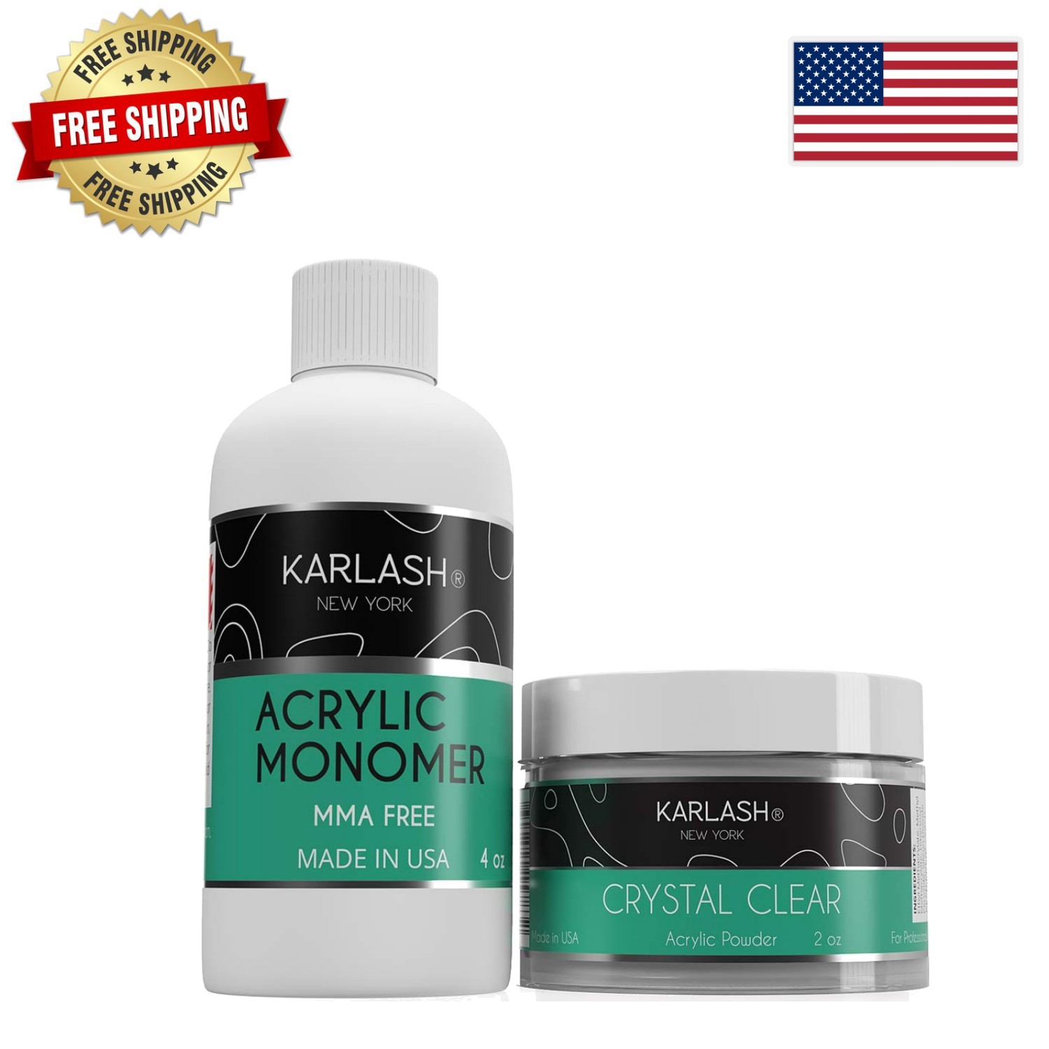High Clarity 2oz Acrylic Powder with 4oz Liquid Monomer, Non-Yellowing Formula