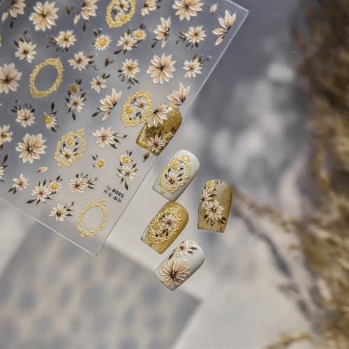 Flower Nail Stickers Daisy Nails Decals Self Adhesive Cute Floral Color A13