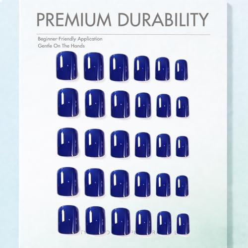 Navy Blue Royal Blue Soft Gel Press on Nails – 30 Pcs – 15 Sizes – 15 Sizes