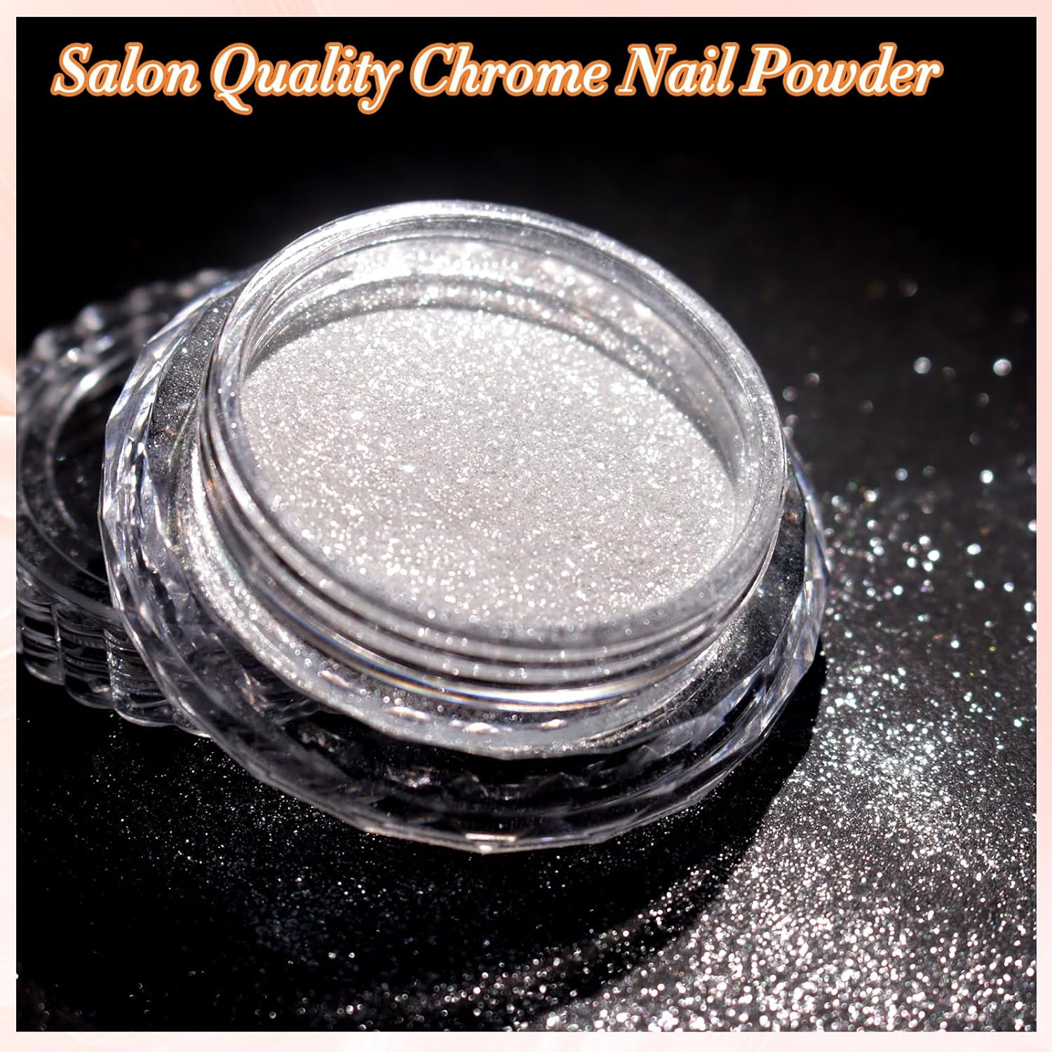 White Chrome Nail Powder, Clear Glazed Donut Mermaid Aurora Nail Powder Pigment