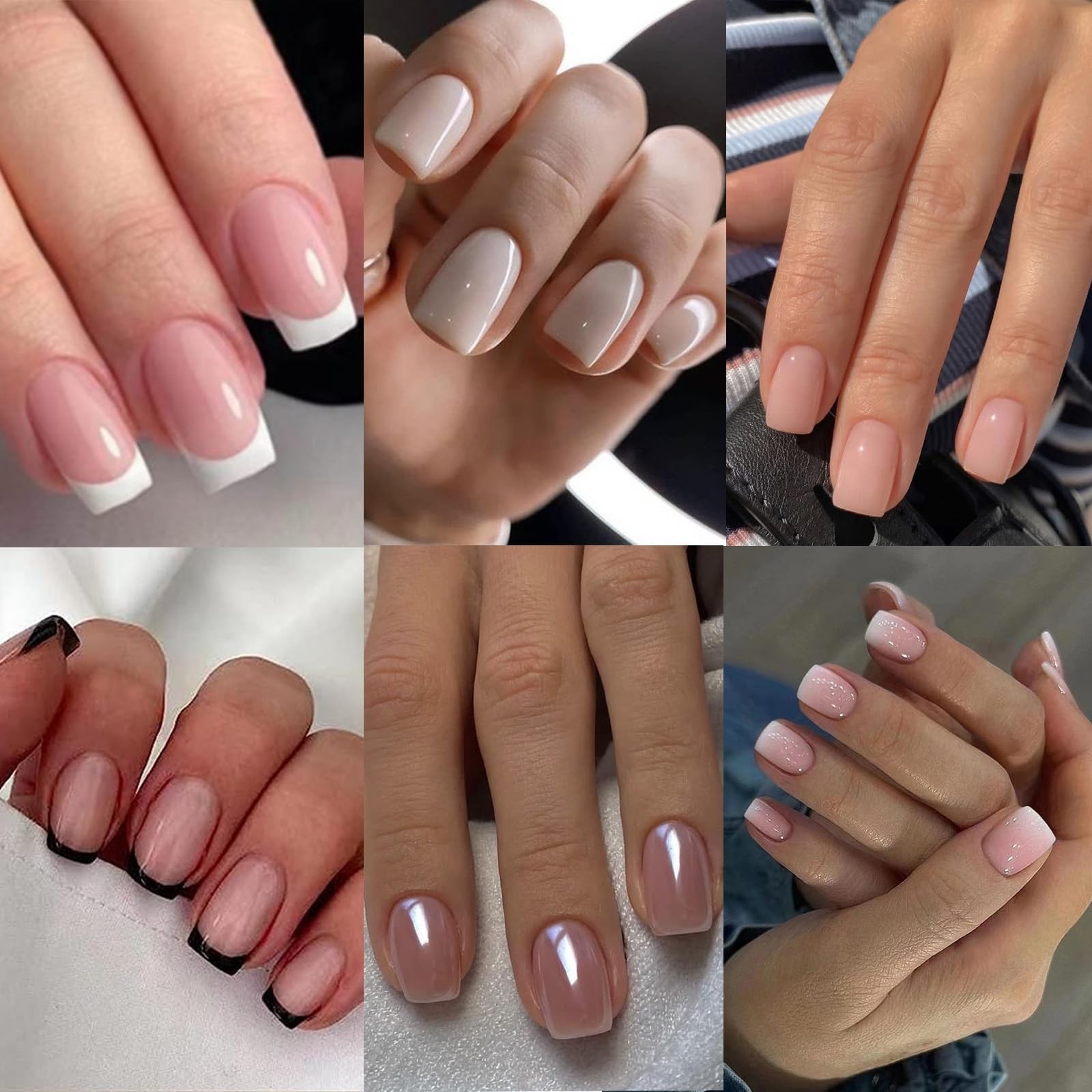 6 Packs (144 Pcs) French Tip Press On Nails – Milky White Short Square Press …