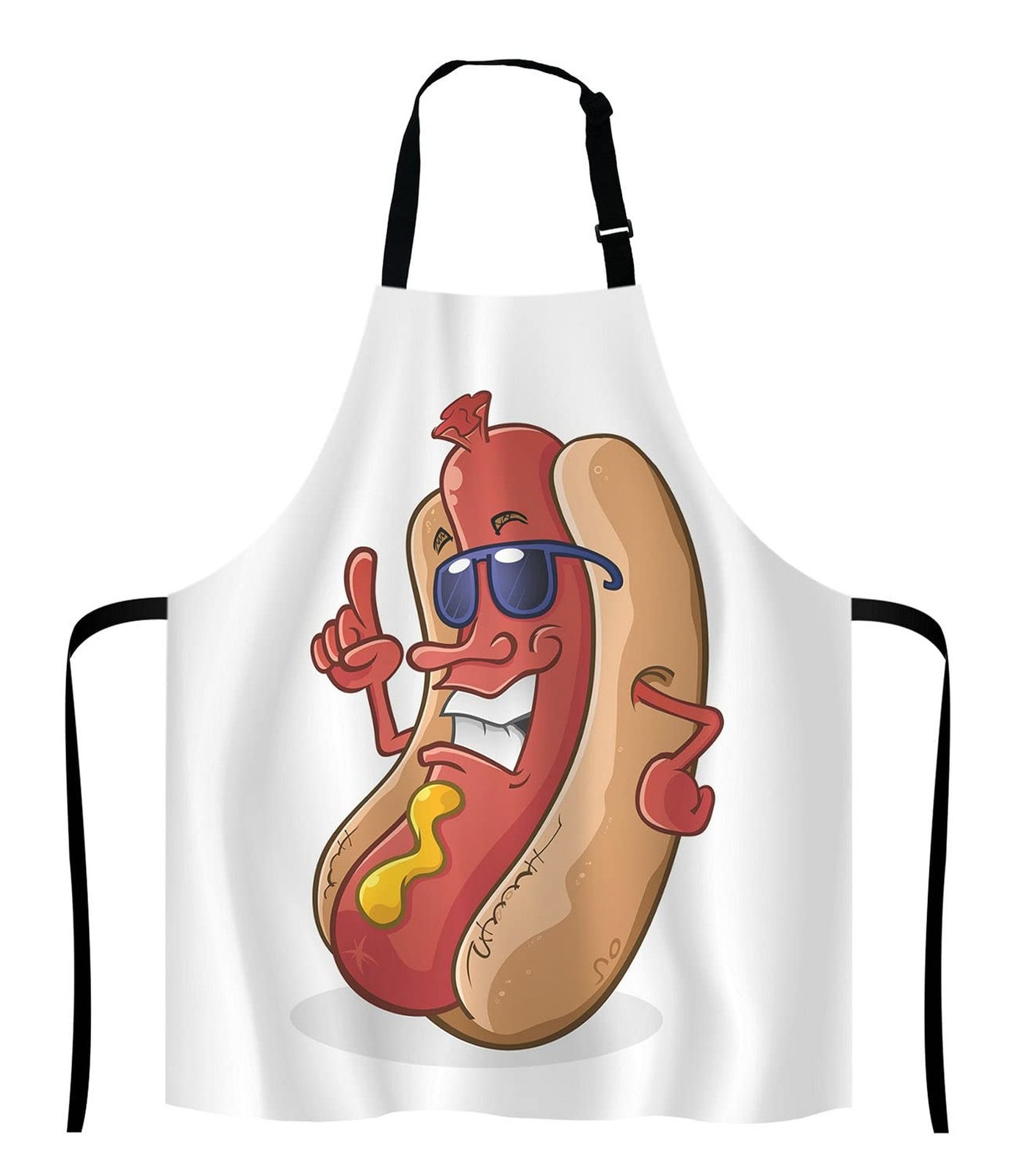 Hot Dog Cartoon Character Wearing Sunglasses Adjustable Bib Apron Kitchen Coo…