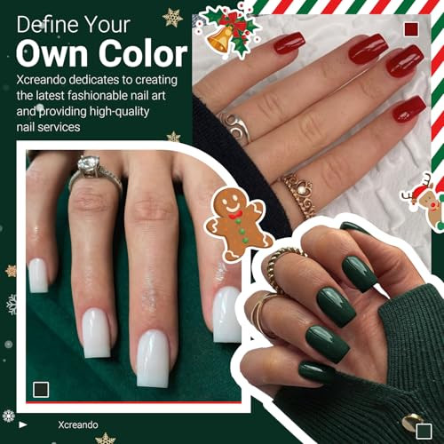 Emerald Green Press on Nails Short Medium Square Glue on square glossy green
