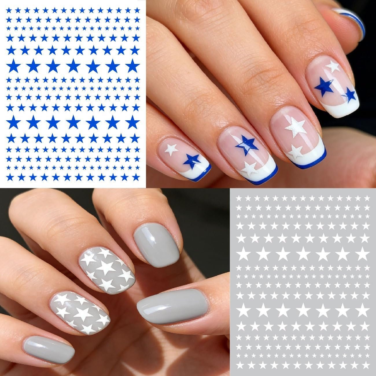 4Th of July Nail Stickers – 3D Self-Adhesive Red White and Blue Star Nail Sticke