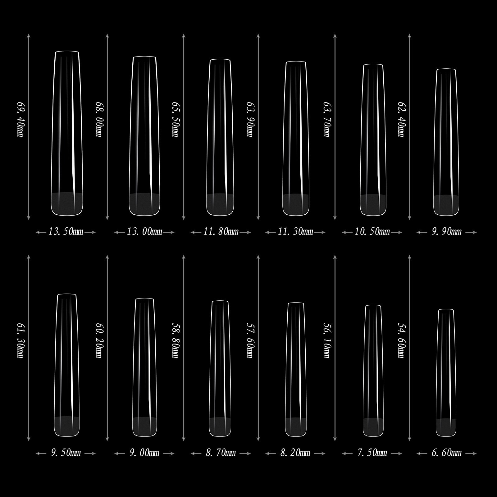 180pcs 5XL Extra Long Coffin/Stiletto/Square/Ballerina Soft Gel Nail Tips Clear
