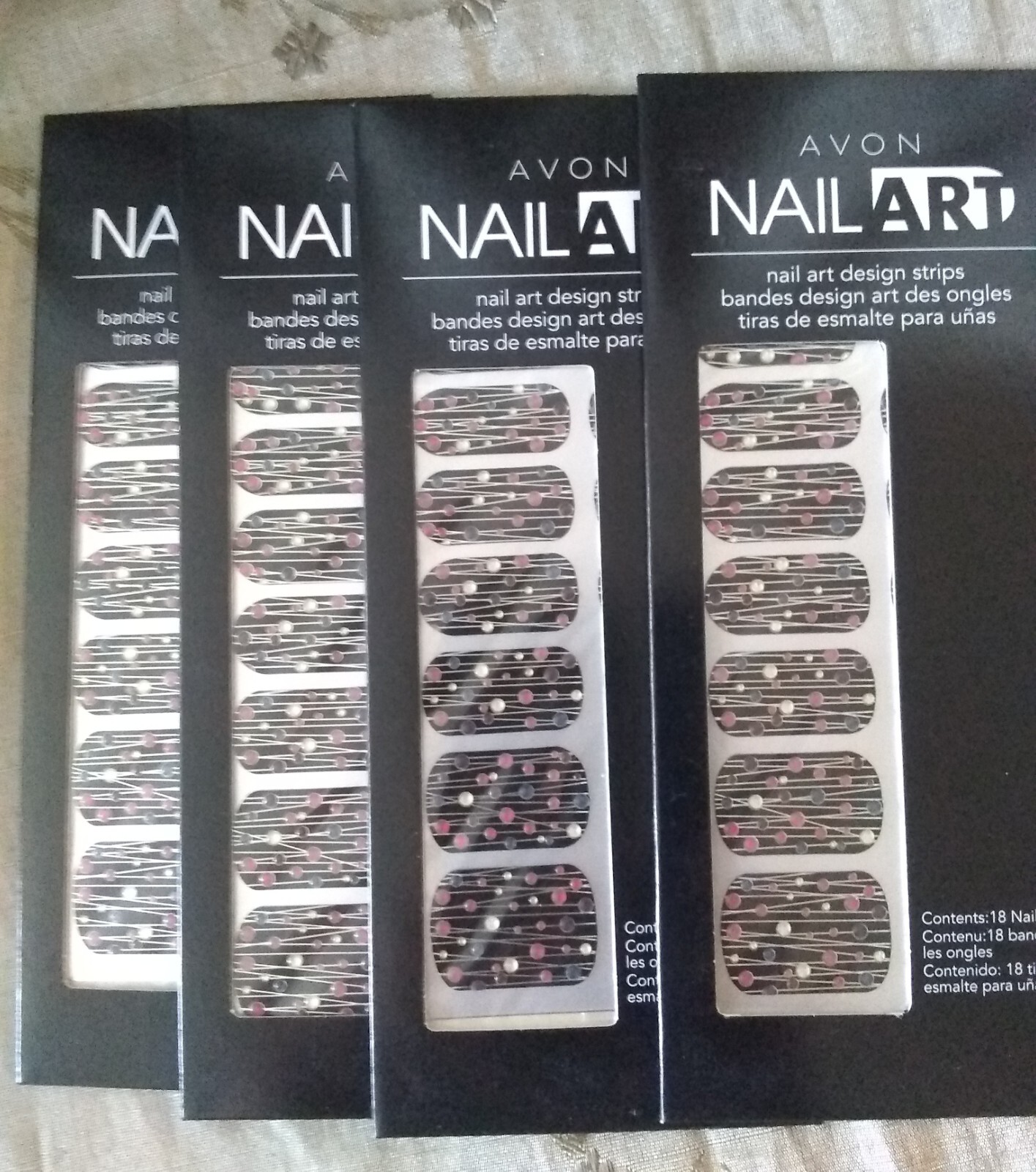 Avon Lot X 4 Nail Art Design Strips Bedazzled New