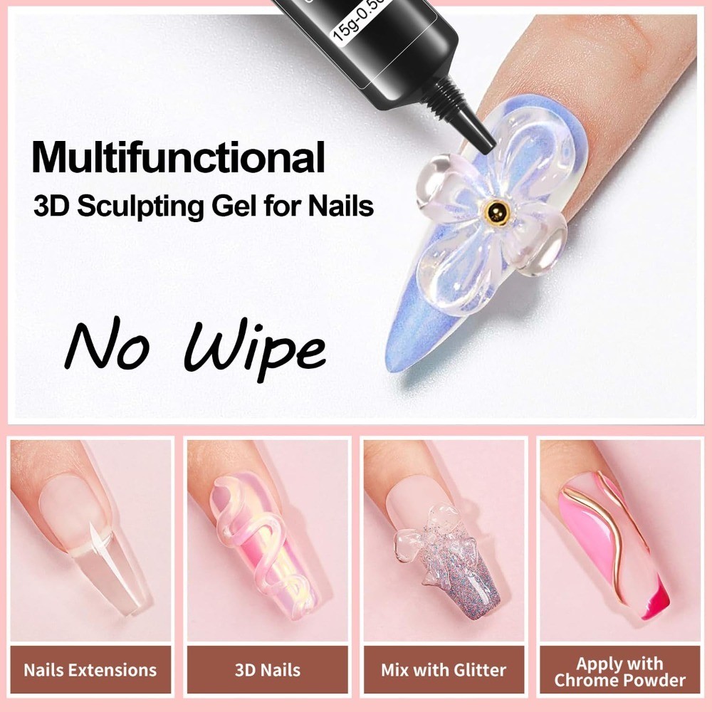 Clear 3D Nail Art Sculpting Builder Gel for DIY Nail Designs Craving Molding Gel