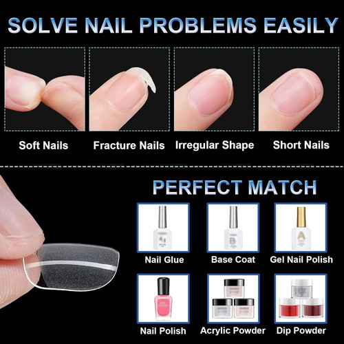 BlueZOO Soft Gel Nail Tips Extra Short Square Nails, Short, Clear