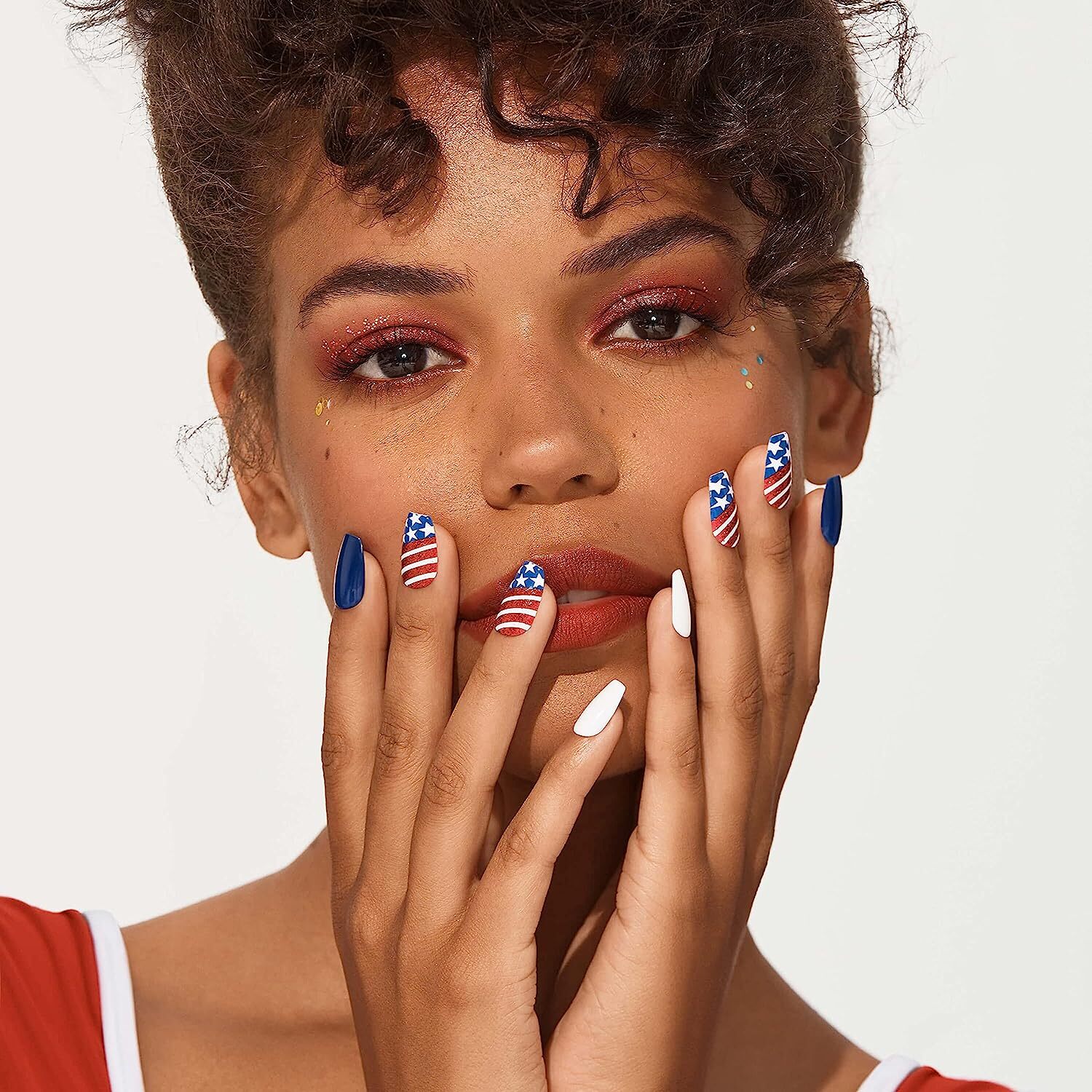 imPRESS Press on Manacure Acrylic Art,Influencer 4th of July Shining Stars Nails