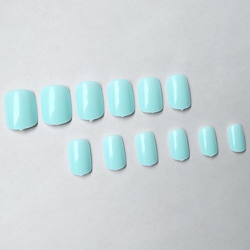 240pc Glossy Nails – Square Round – Mint Blue – Square Press on Nails