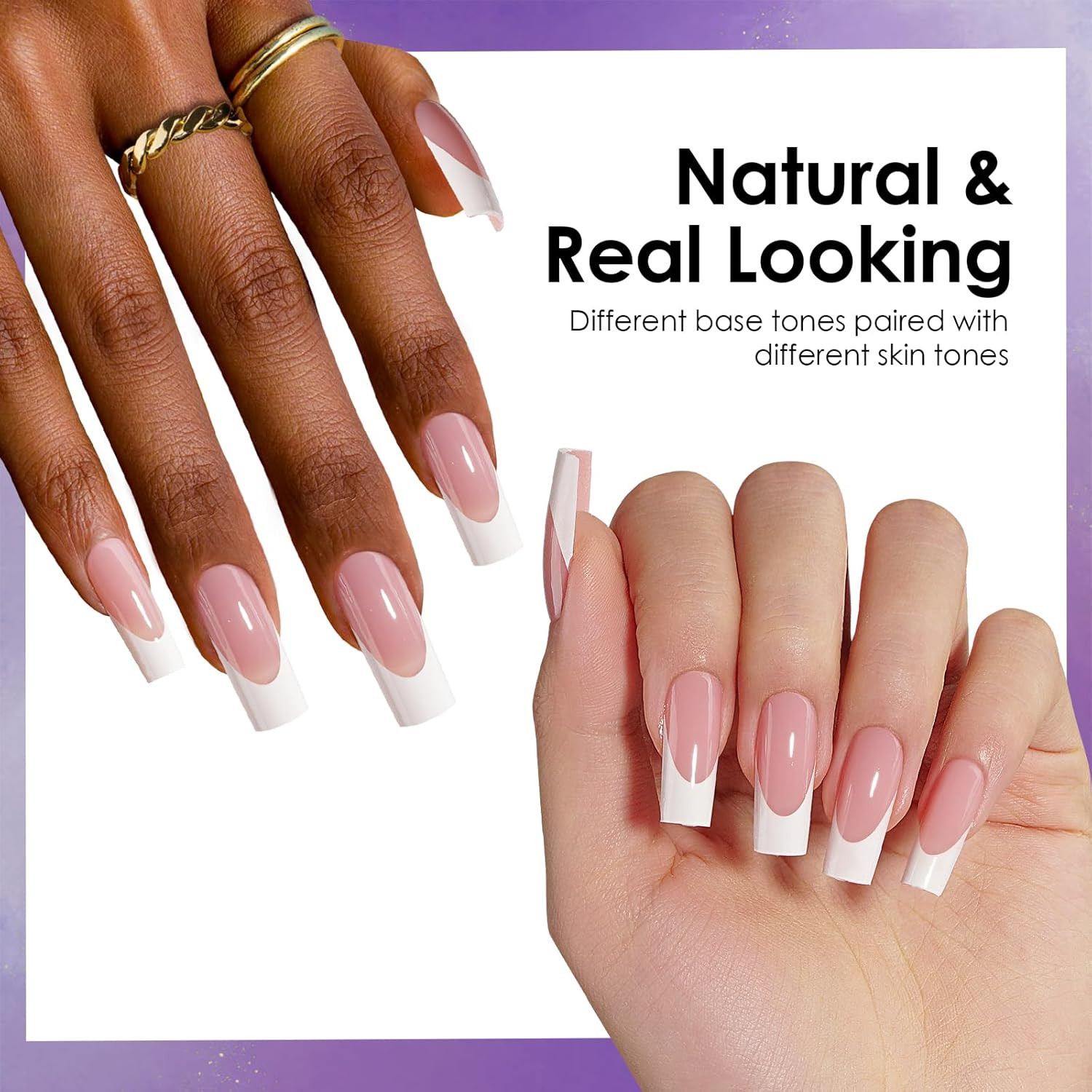 Canvalite French Tip Press on Nails – 300Pcs Pre-Colored Quick and Easy Press on